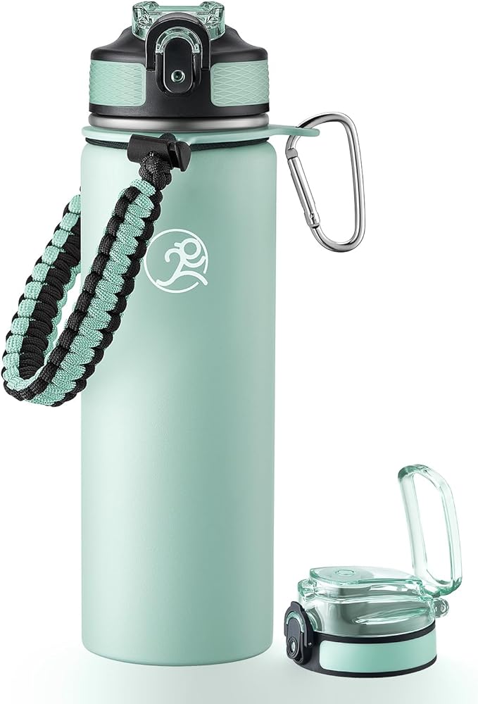 GOSWAG Insulated Sports Water Bottle, 24oz 2 Lids, Stainless Steel Water Bottles by GOSWAG