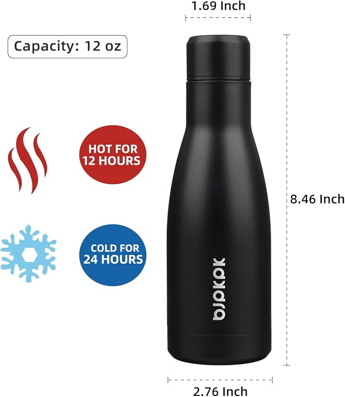 BJPKPK 12oz Water Bottles Stainless Steel Double Wall Vacuum Insulated Small - Image 2