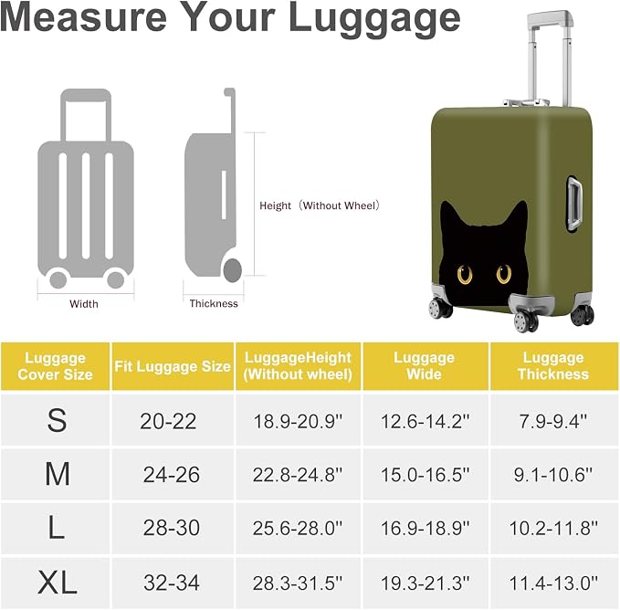 ANNA QUEEN Peeking Black Cat Luggage Cover, Cute Cat Eyes Design Suitcase - Image 5