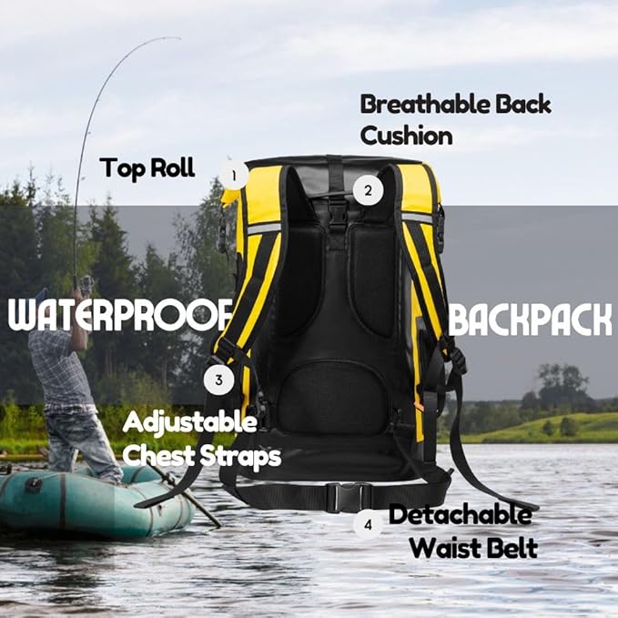 Waterproof Dry Bag Backpack for Kayaking, Roll Top Kayak Dry Backpack, Floating - Image 3
