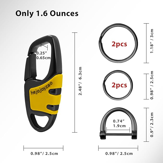 Keychain with Carabiner Clip, 4 Heavy Duty Key Rings and D Ring - Image 5