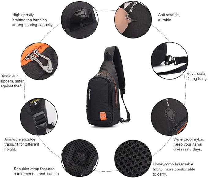 Peicees Small Sling Backpack Waterproof Unisex Shoulder Bag Chest Crossbody - Image 2