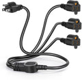 3.3FT 3 Prong 1 to 3 Extension Cord Splitter, Indoor Outdoor Power Cable by Cable+Nahao