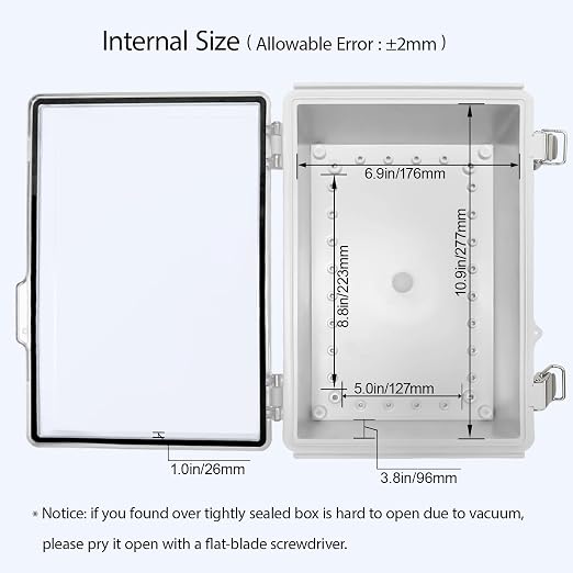 LeMotech Electrical Box, IP67 Waterproof Hinged Clear Cover Stainless Steel - Image 5