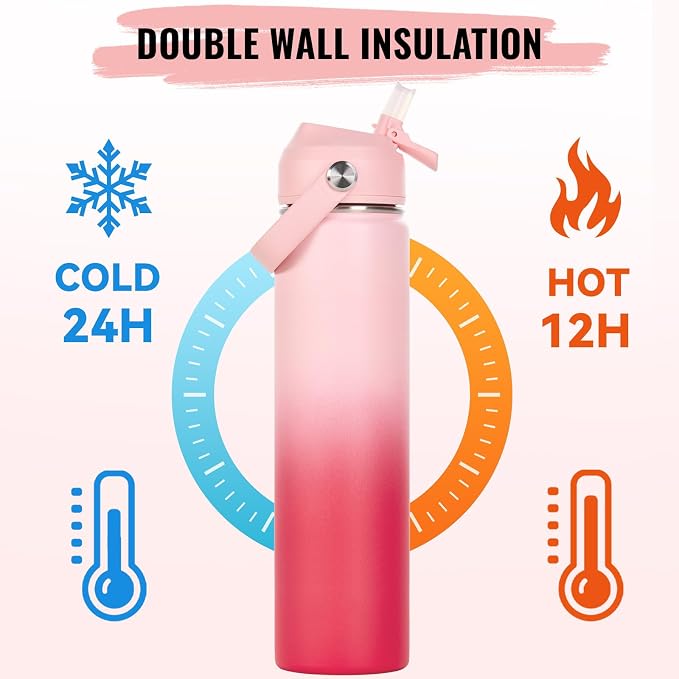 Fijinhom 24oz Insulated Stainless Steel Water Bottle, Wide Mouth Double Wall - Image 6