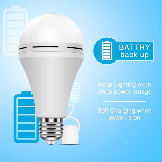 Rechargeable Light Bulbs, Back Up Battery Light Bulbs, 15W 80W Equivalent 6000K - Image 5