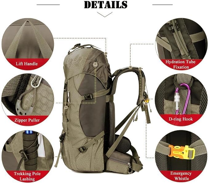 Bseash 60L Waterproof Hiking Camping Backpack - Image 3