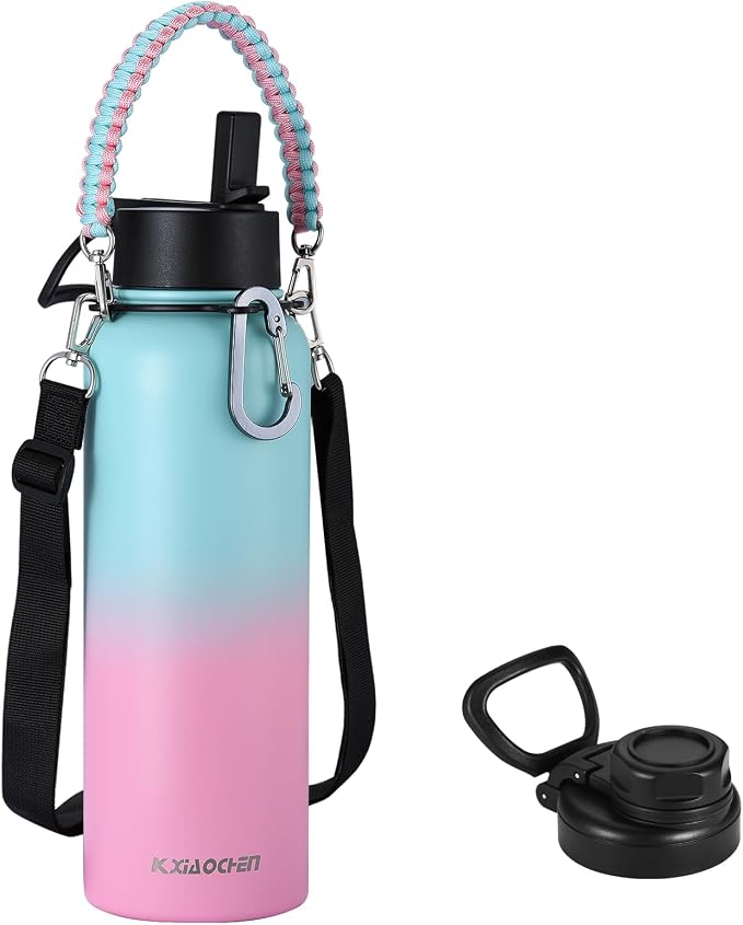 KXIAOCHEN Insulated Water Bottle, Stainless Steel Water Bottle, 2 Lids by KXIAOCHEN
