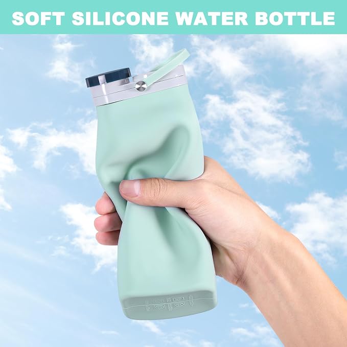 Collapsible Water Bottle, Reusable Foldable BPA Free Silicone Water Bottle - Image 3