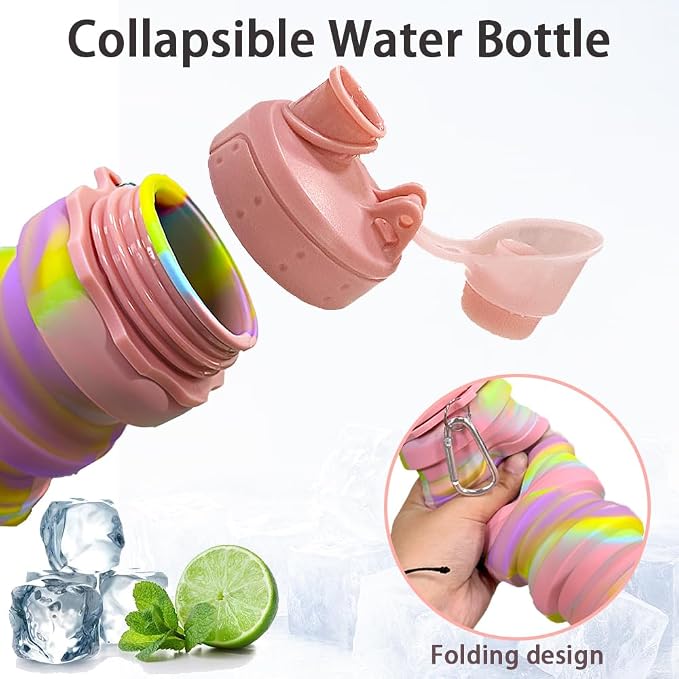 Silicone Collapsible Sports Water Bottles 500ml 16oz, Leak proof Twist Cap BPA - Image 5