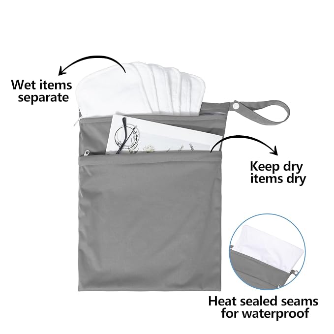 ALVABABY 2pcs Superior Waterproof Wet Dry Bags, Reusable Two Zippered Pockets - Image 3