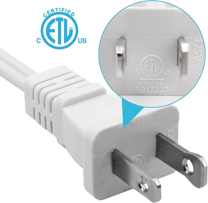 5Pack Extension Cord 10 FT, 2 Prong Power Cable - Image 8