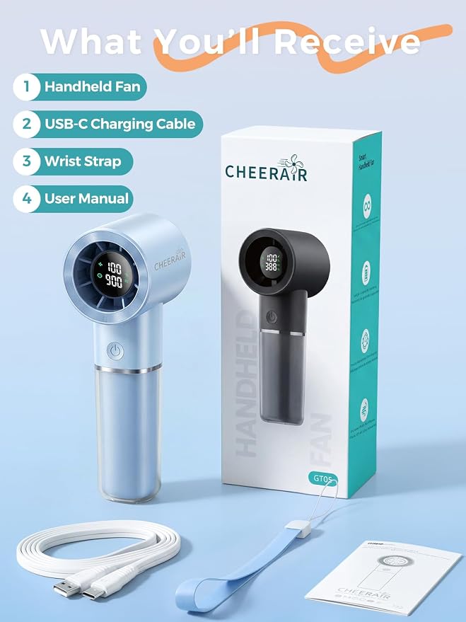 Handheld Portable Fan, 6-Speed Powerful Mini Personal Fan, Rechargeable 5000mAh - Image 8
