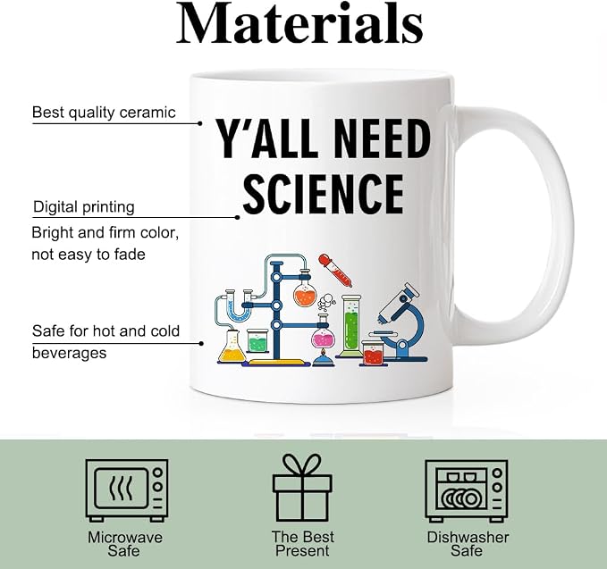 RZHV Y All Need Science Funny Scientist Coffee Mug, Sciences Nerd Mug, - Image 3