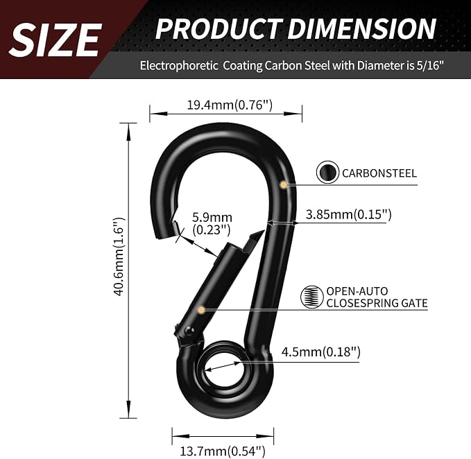 Spring Snap Hooks, Heavy Duty Rope Connector, Quick Link Carabiners Spring Snap - Image 2
