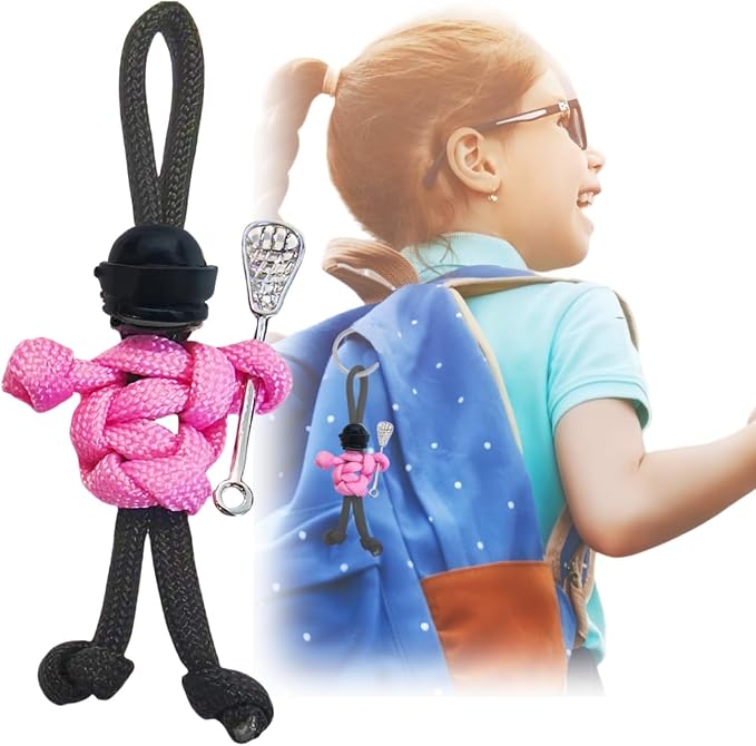 Lacrosse Keychain with Stick | Paracord Buddy Backpack Charm | Sports Zipper by Unknown