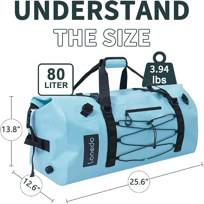 80L Dry Bag Large Waterproof Bag Roll-Top Heavy Duty Fishing Duffel Bag - Image 3