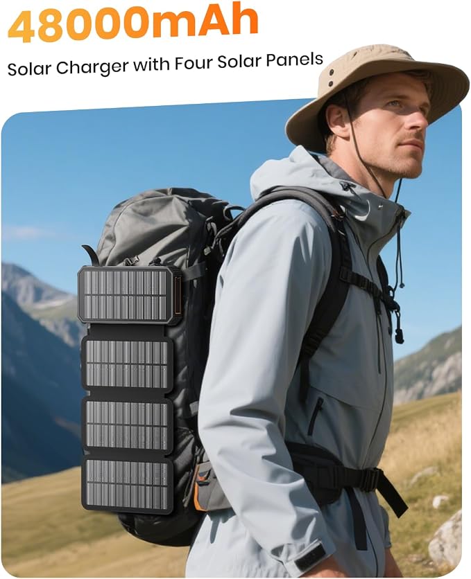 SOARAISE Solar Charger Power Bank - 48000mAh Wireless Portable Charger Built-in - Image 6