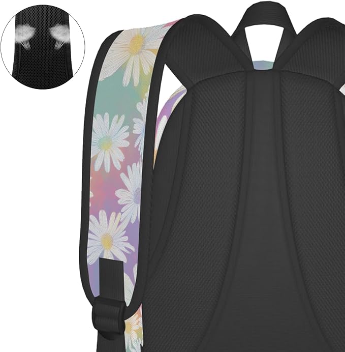cfpolar 17 Inch Backpack Cute Daisy Flower Laptop Bag Shoulder Bag School - Image 7