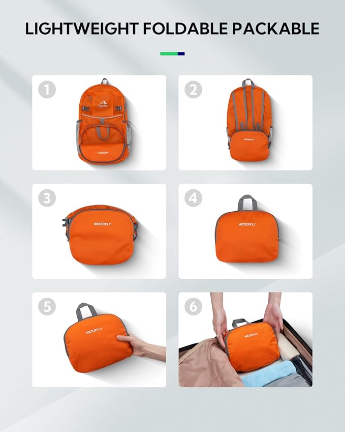 WATERFLY Hiking Packable Daypack Backpack: 25L Ultra Lightweight Day Pack - Image 5