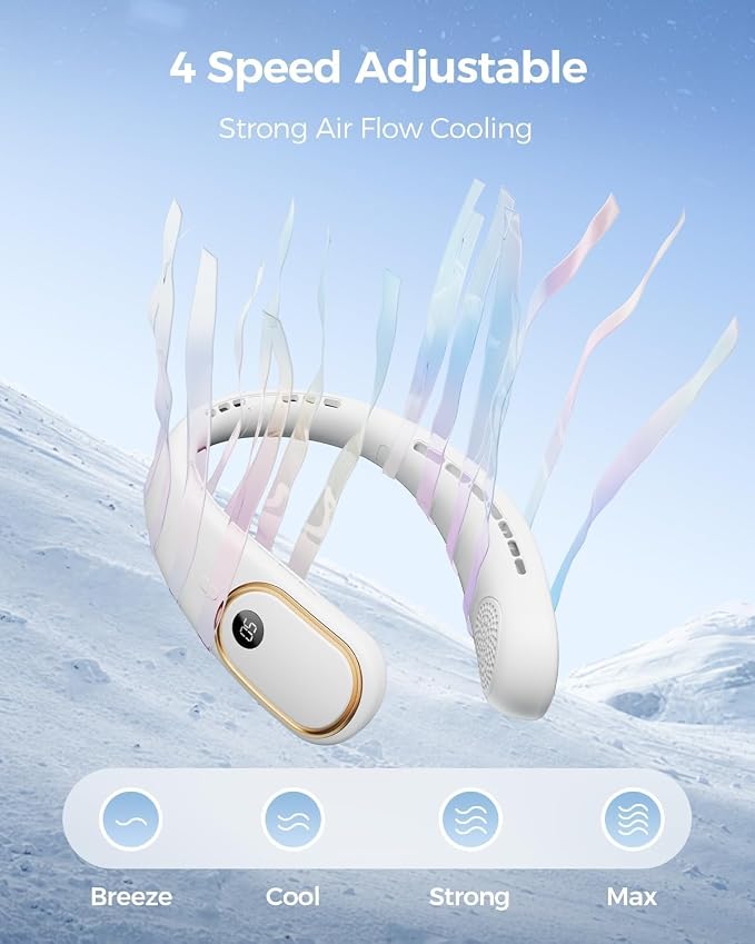 SHEWIND Portable Neck Fan - 5000mAh Rechargeable Hands-Free Wearable Fan | 4 - Image 5
