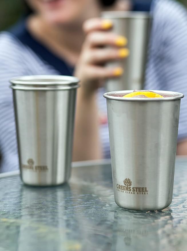 Greens Steel #1 Premium Stainless Steel Cup, 16 oz Pint Cups Premium Metal Cups - Image 2