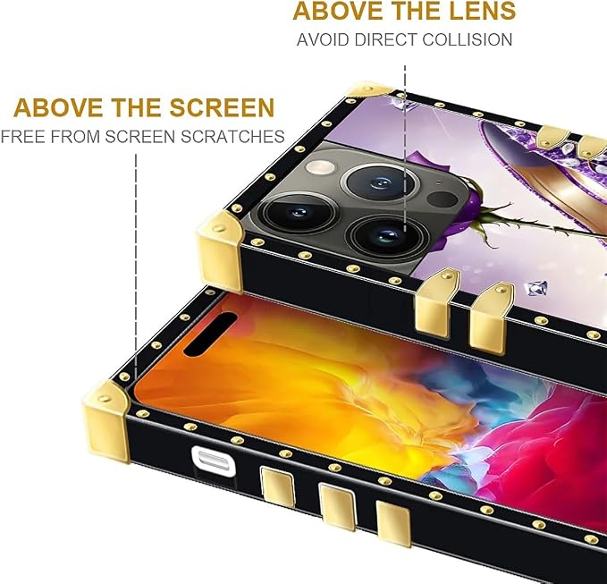 Compatible with iPhone 15 Pro Case, High Heeled Purple Diamond Rose Luxury - Image 7