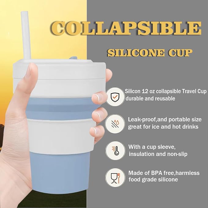 Silicone Foldable Drinking Cup for Camping Hiking, Portable Silicone Water - Image 5