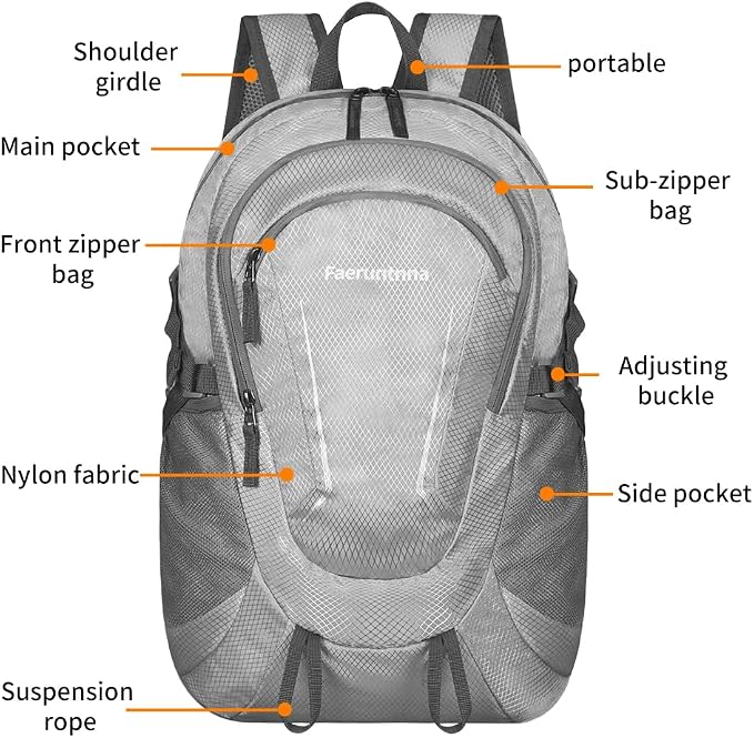 30L Large capacity Lightweight Packable Foldable Backpack，women and men Hiking - Image 6