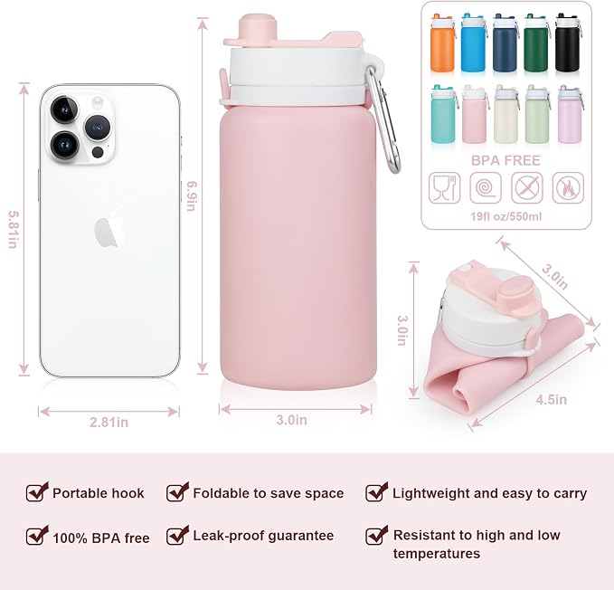 PLTCAT Collapsible Foldable BPA Free Reusable Lightweight Leak-Proof Travel - Image 2