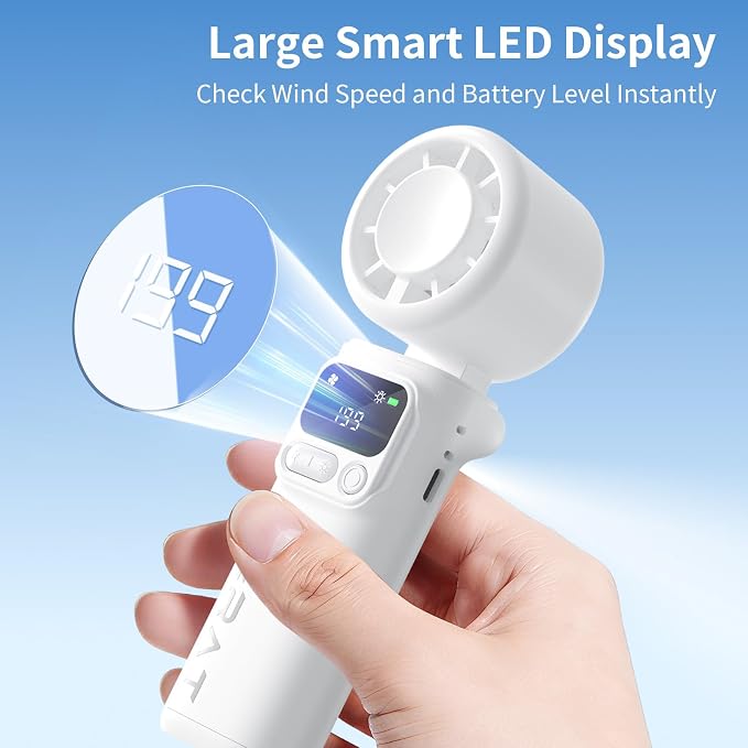 Lerat Portable Handheld Turbo Fan, 5-Speed Wind, Battery Operated, 3-in-1 Hand - Image 3