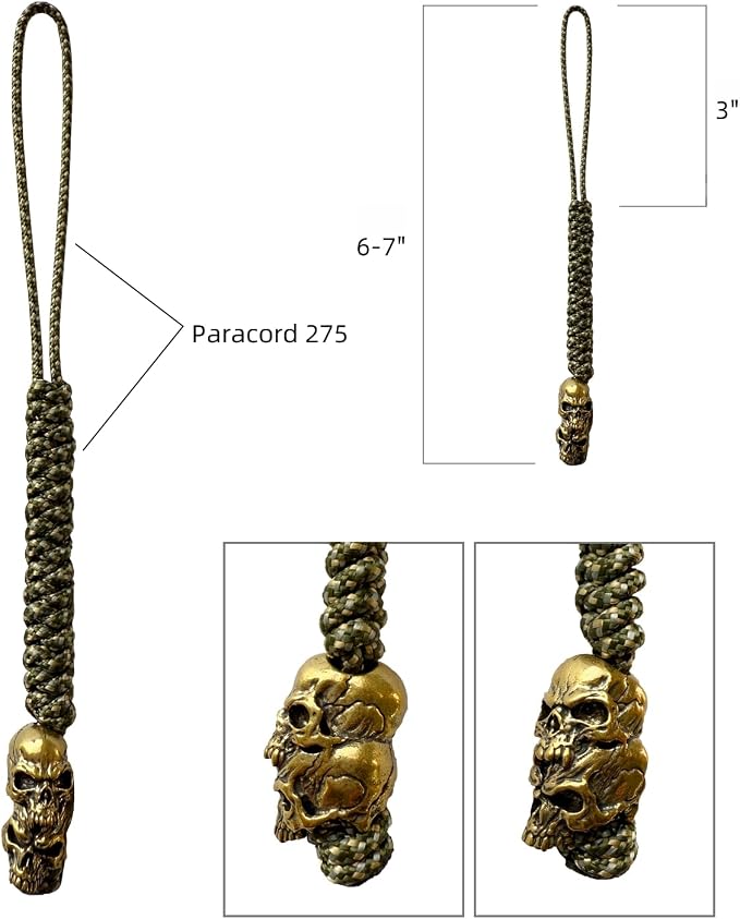 Handmade Lanyards with Brass Beads – Paracord 550 Survival Gear Leash - Image 2
