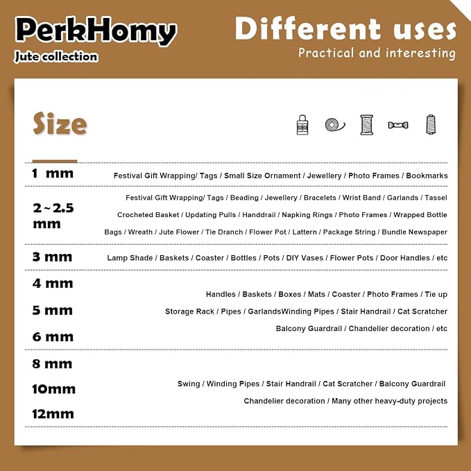 PerkHomy 1100FT Jute Twine String 2mm 3ply Natural Thin Twine - Image 7