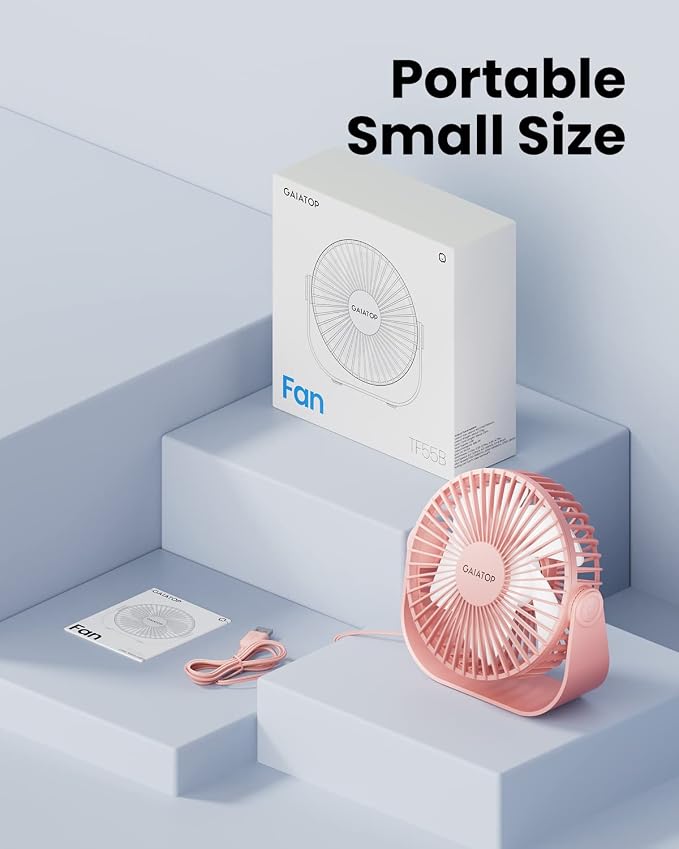 Gaiatop USB Desk Fan, 3 Speeds Strong Airflow, 5.5 Inch Portable 90° Rotate - Image 7