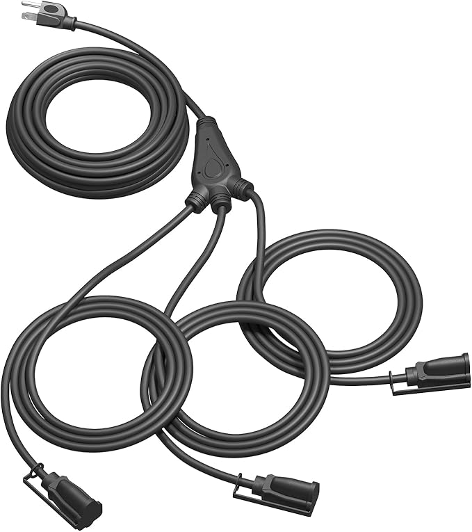 DEWENWILS Outdoor Extension Cord 1 to 3 Splitter, 3 Prong Outlets Plugs by DEWENWILS