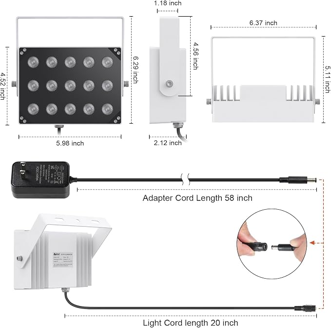 Univivi IR Illuminator 15 LEDs 90 Degree Wide Angle IR Lights - Image 4