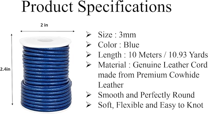 GENIQUE Real/Genuine Round Leather String Cord - Image 3