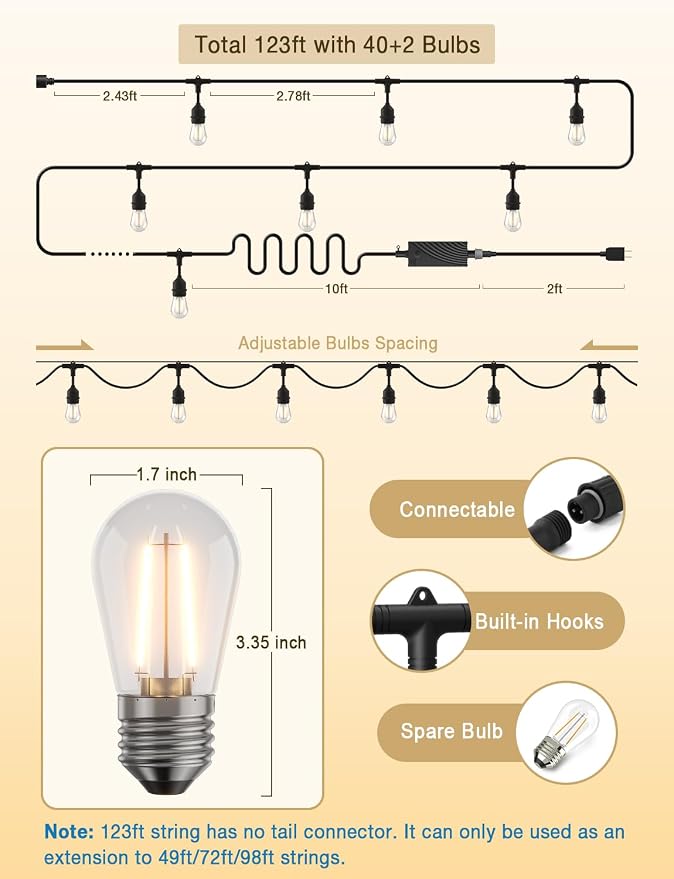XMCOSY+ Smart Outdoor String Lights, 98Ft LED Patio Lights Waterproof IP65 - Image 7