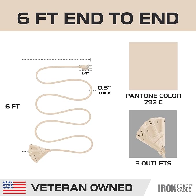 Iron Forge Cable Weatherproof 6 Ft Outdoor Extension Cord - Image 7