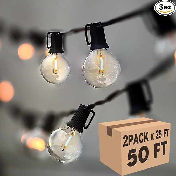 Lampat String Lights, LED 50 Lights Bulb 50Ft G40 Globe String Lights by Lampat