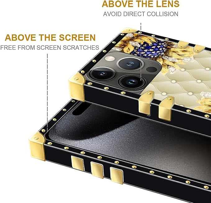 Compatible with iPhone 16 Pro Max Case, Sunflower Diamonds Leather Luxury - Image 6