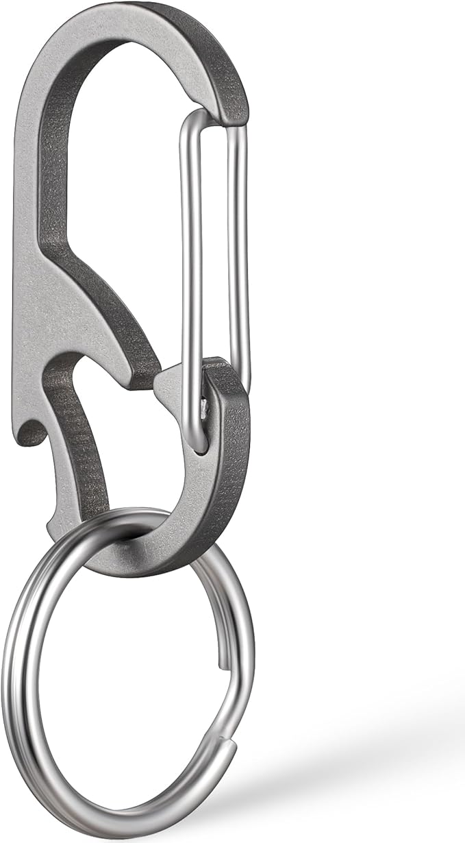TISUR Titanium Carabiner Keychain Clip, Anti-Lost Key Ring Holder, Self-Locking by TISUR