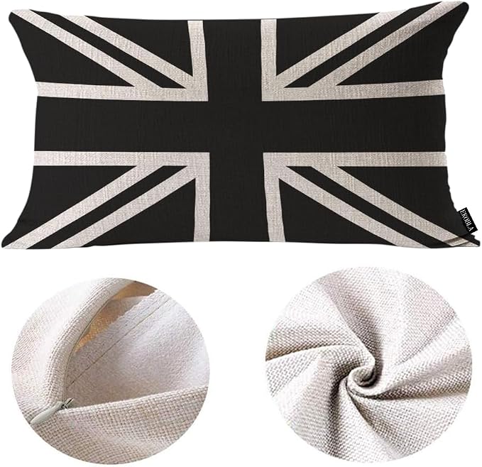 EKOBLA UK Flag Pillow Cases Union Jack Black White United Kingdom National - Image 6