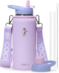 Coolflask Water Bottle with Straw, 32 oz Insulated Metal Water Flask with Straw by Coolflask