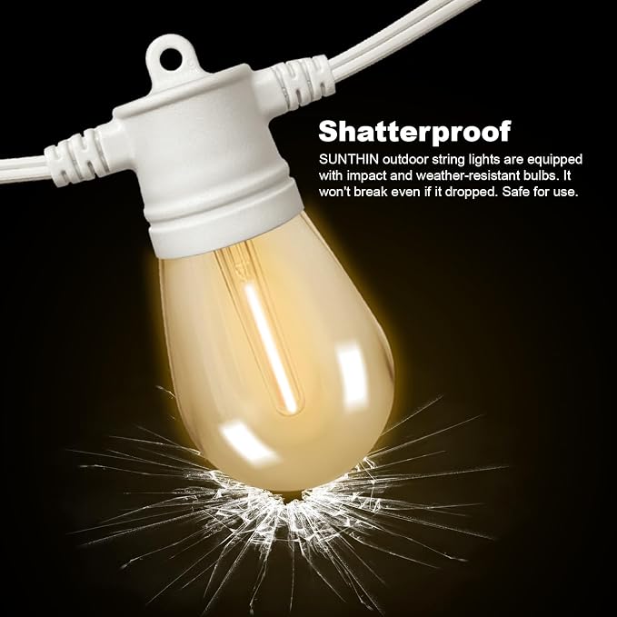 SUNTHIN White String Lights, 48ft White Outdoor Lights - Image 4