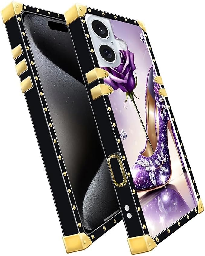 Compatible with iPhone 16 Plus Case, High Heeled Purple Diamond Rose Luxury - Image 2