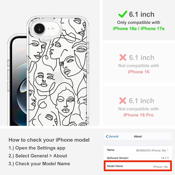 MOSNOVO for iPhone 17e Case/iPhone 16e Case, Shockproof Military-Grade - Image 2