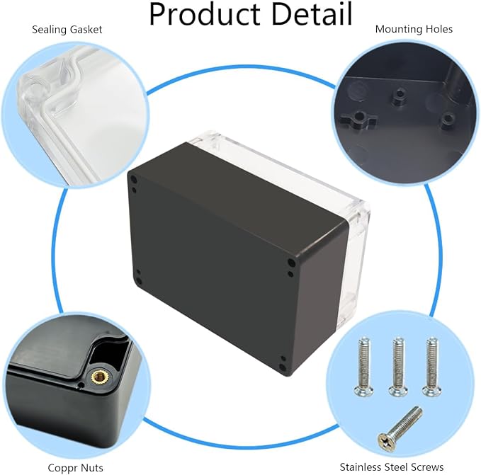 Project Box IP65 Waterproof Junction Box ABS Plastic Black Electrical Boxes DIY - Image 5