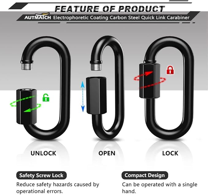 AUTMATCH Carabiner Clips, 4 Pack - Image 2