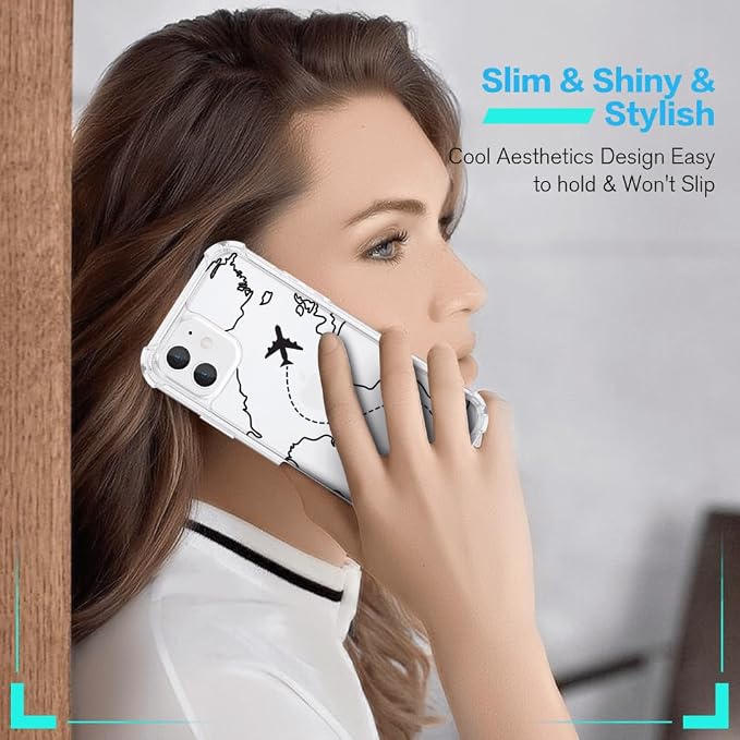 FANXI Minimalist Airplane Travel Map Phone Case Compatible - Image 6